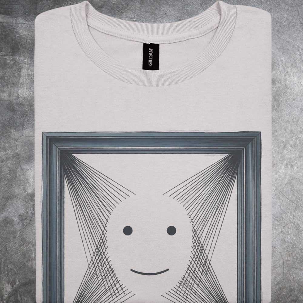 Smiley Face Hung in a Corner-Crossed Frame Tee